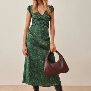 Reformation Kaye Silk Dress Coriander - Size 4